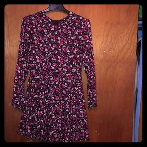 H&M pink and black floral dress